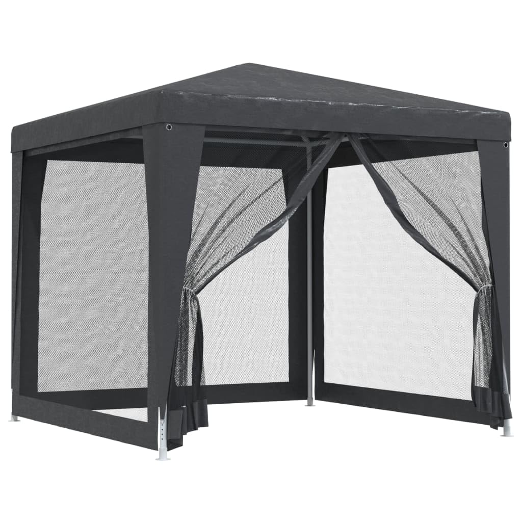 vidaXL Party Tent with 4 Mesh Sidewalls Outdoor Garden Camping Gazebo Pavilion Marquee Canopy Shelter Event Wedding Tent Anthracite 2.5x2.5 m HDPE