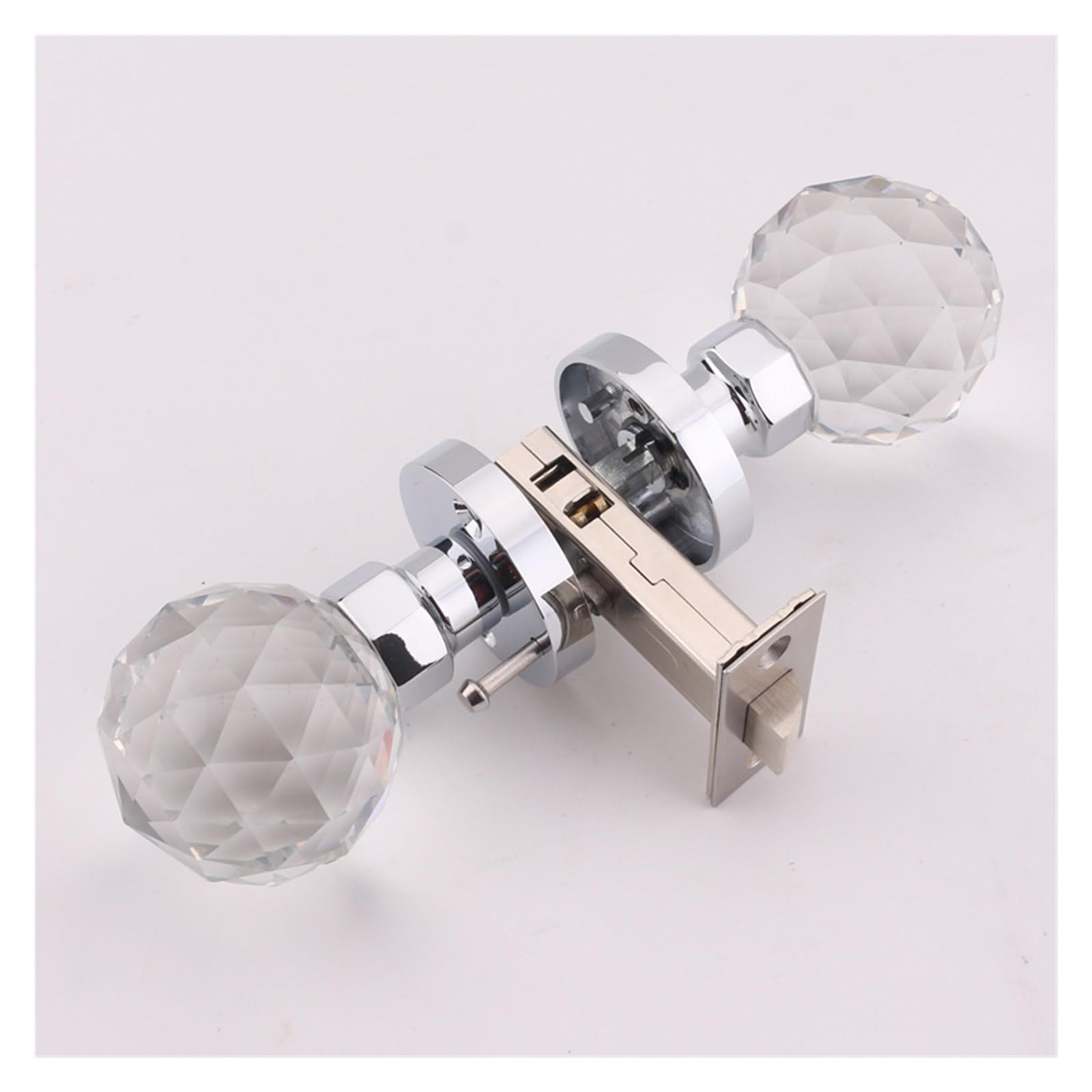 NYRXRYTCA Crystal Glass Ball Lock Golden Light Luxury American Door Lock Wooden Door Bathroom Bathroom Lock Indoor Silent Room Door Lock(115 bright chrome)