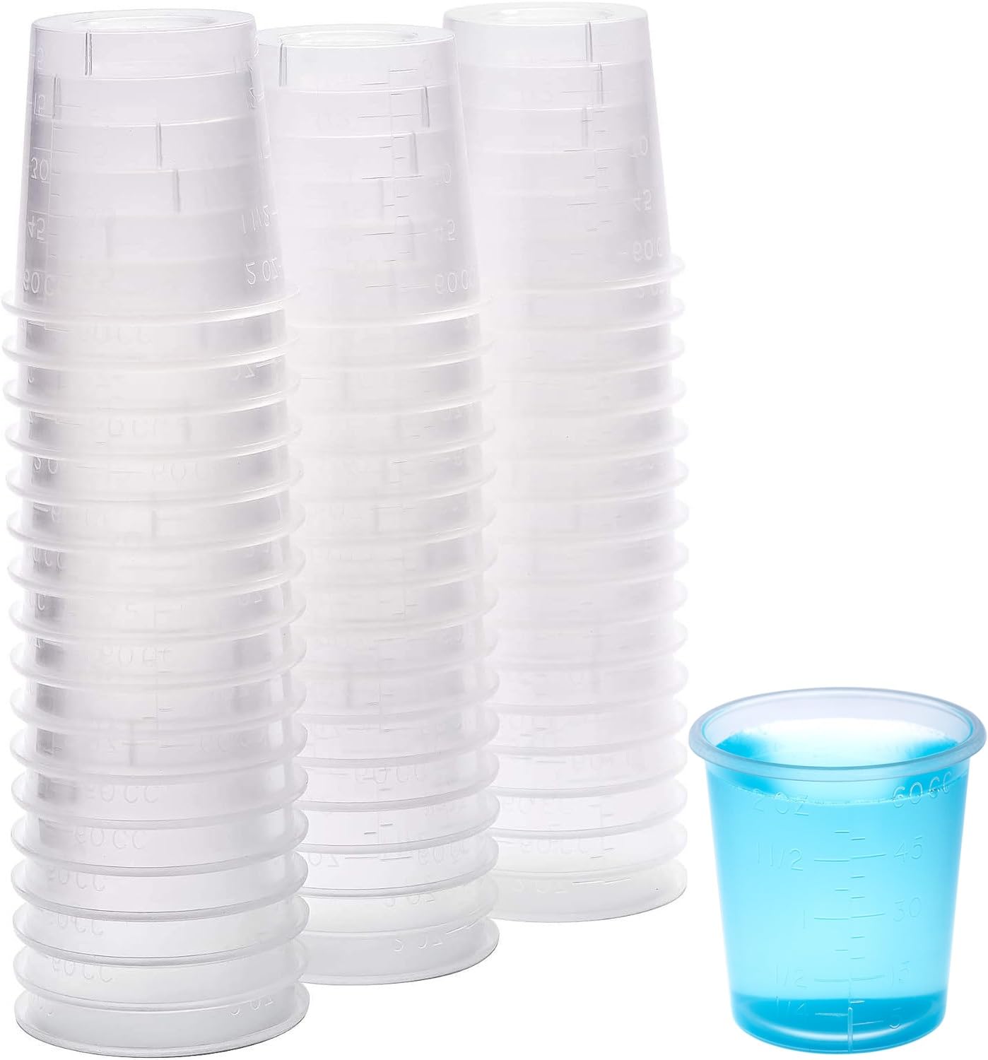 (PACK OF 2) Sandhill Tools 2 oz Clear Plastic Graduated Medicine Cups Transparent Measuring Cups 60 ml with Rounded Brims for Mixing and Medicine Dispensing (Pack of 50)