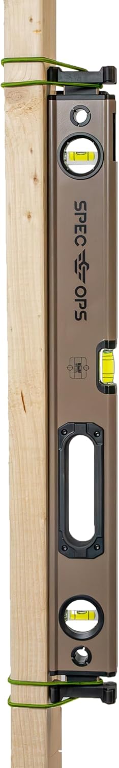 Spec Ops Tools 24" Box Beam Level, Tourniquet Attachment System, 33% Larger Block Vials, Aluminum, 3% Donated to Veterans
