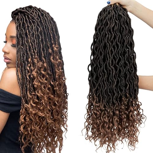OMGREAT 3 extensiones de cabello sintético Goddess para mujeres negras, 20 pulgadas, 24 mechones por unidad (marrón oscuro)