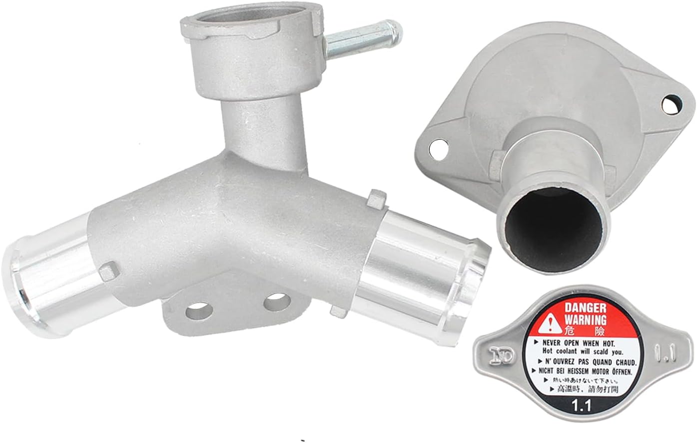 Aluminum Engine Coolant Filler Neck Water Inlet Thermostat Housing with Cap for Toyota Yaris 2007-2019