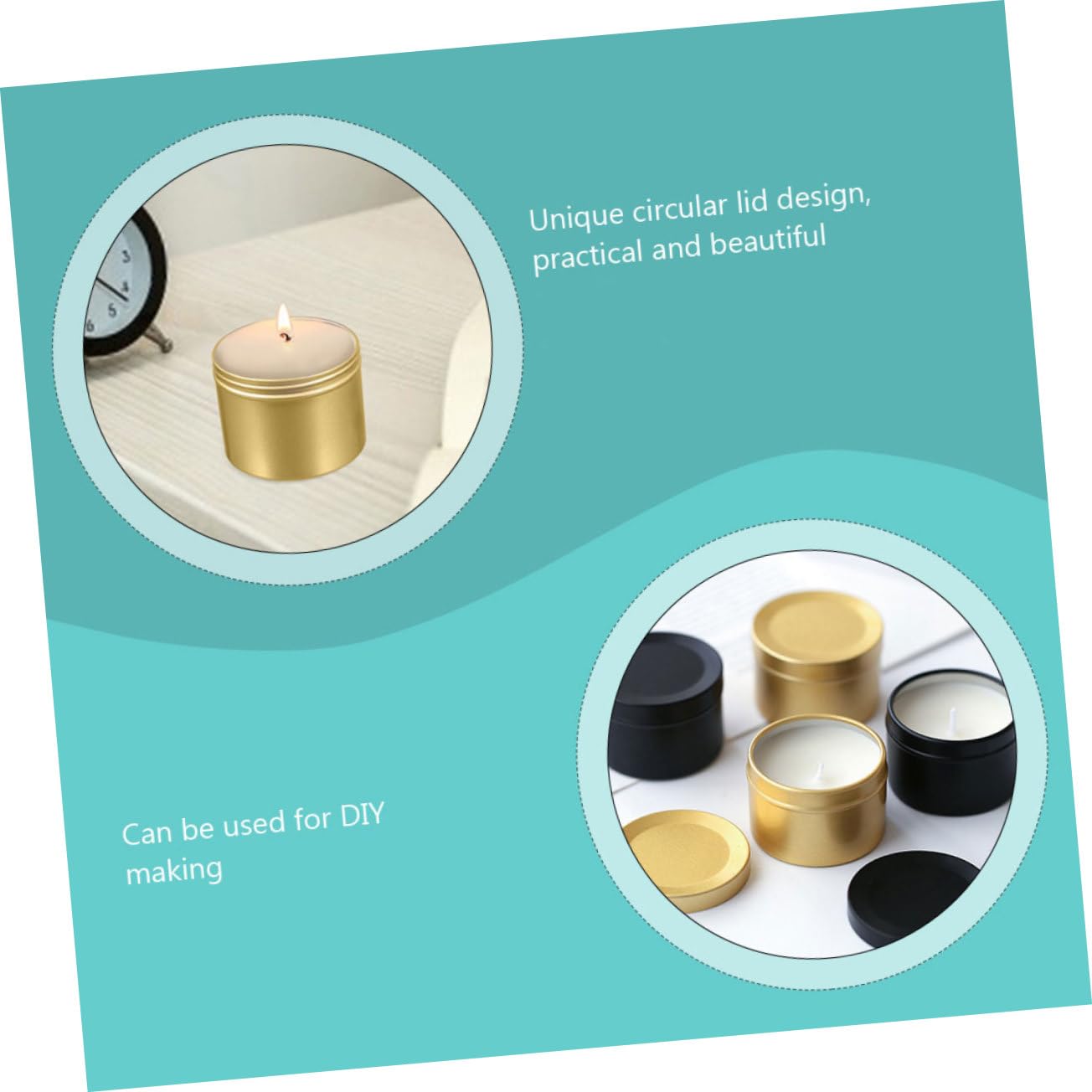 HAPINARY 4pcs Aluminum Alloy Candle Tins Candle Holders for Handmade Portable Storage Containers for Use