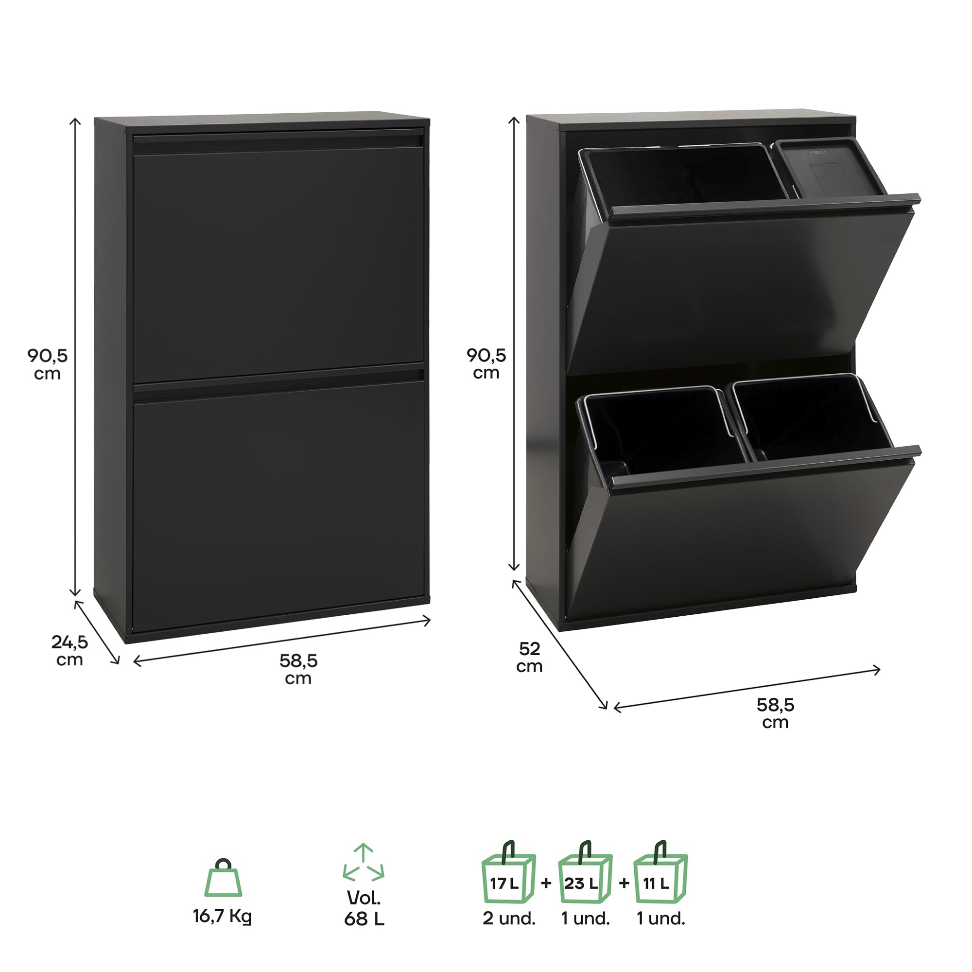 Arregui Basic CR606-B2 Mülltrennsystem aus Stahl – Bild 4