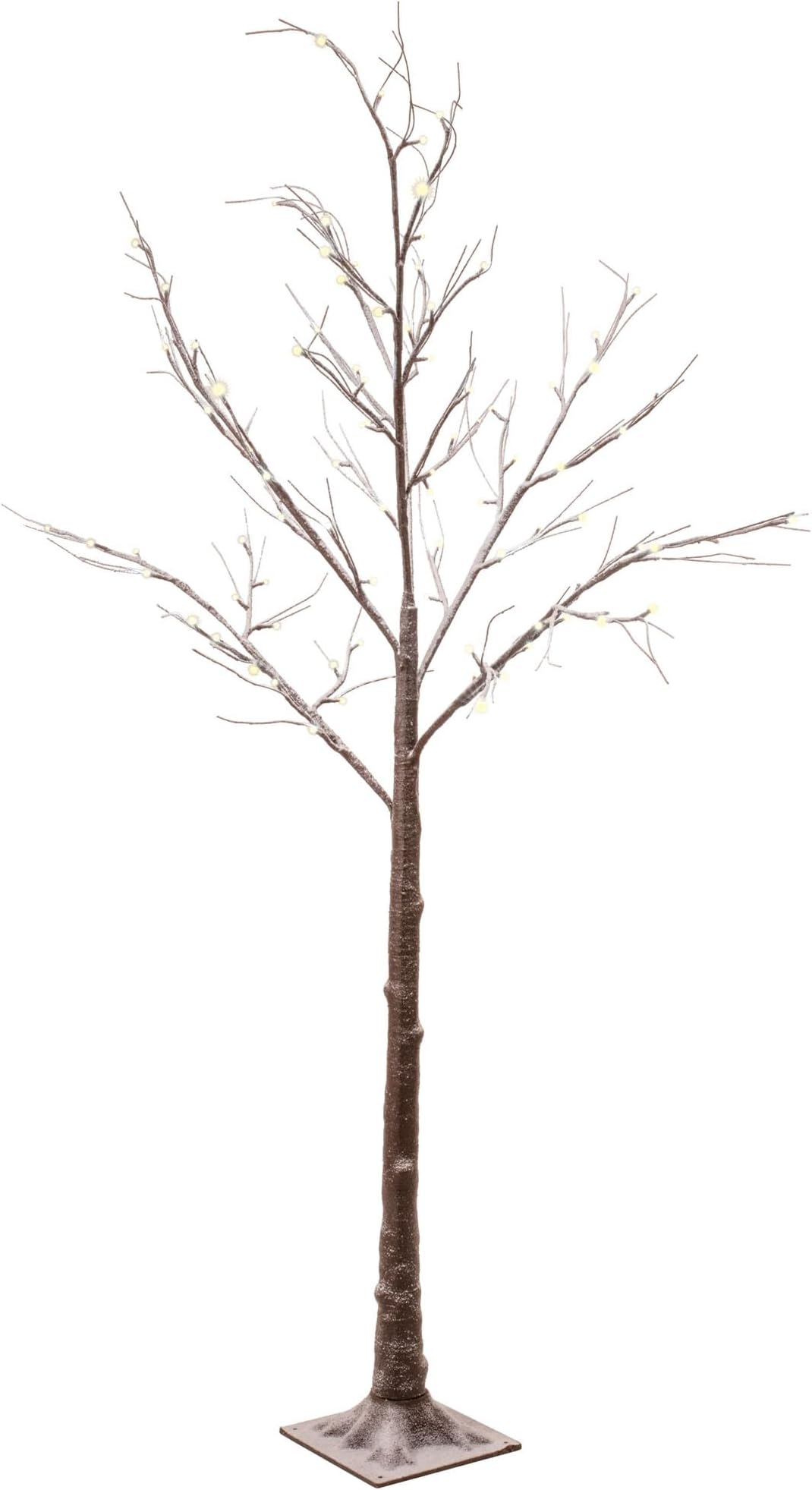 Celebright 6ft Snowy Effect Brown Christmas Twig Tree Pre Lit With 96 Warm White LED