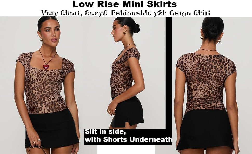 Womens Black Mini Skirt High Waist High Slit Sexy Bodycon Mini Skirt 0290 - Image 7