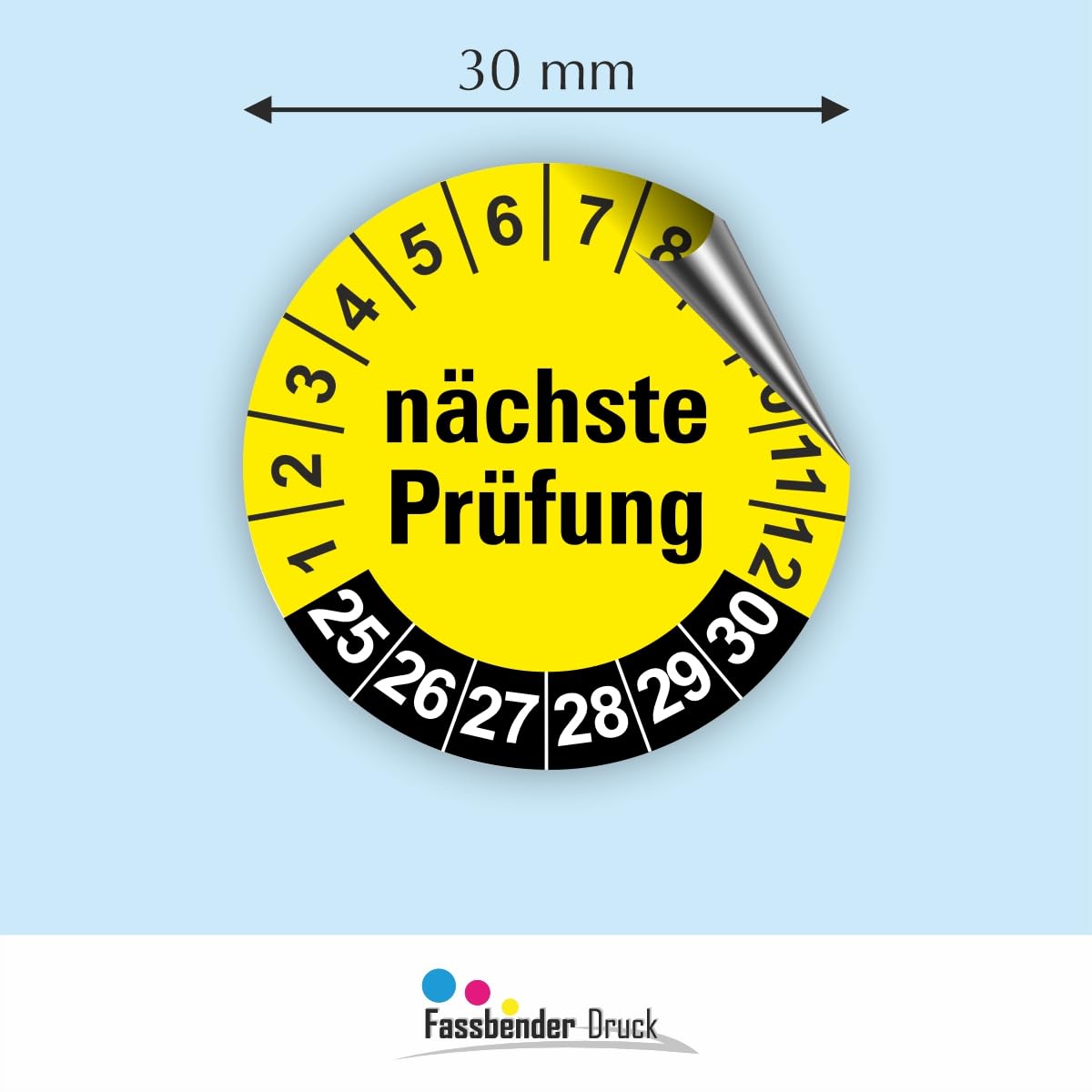 Hochwertige Prüfetiketten FD-4 NÄCHSTE WARTUNG Ø 30mm - Selbstklebende PVC-Folie - Wartungsetiketten für Prüfung - Prüfplakette für Prüfungsnachweis (60 Stück)