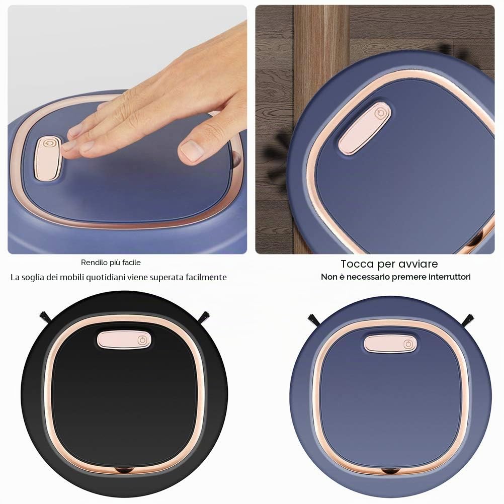 Tnfeeon Robot Aspirapolvere 3 in 1 con Mappatura, 60 Min Autonomia, Sensore Anti-Caduta, Aspirazione Potente per Pavimenti Duri, Parquet, Moquette e di Animali