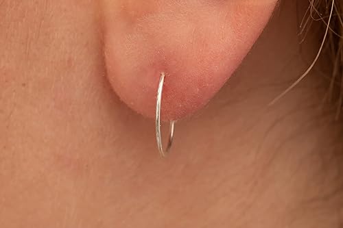 Miniatura 129 de Gold Hoop Earrings Silver Hoop Earrings - Hoop Earrings For Women Two Pcs Of Thin Gold Filled Sterling Silver Hoops, Helix Hoop, Tragus Ring