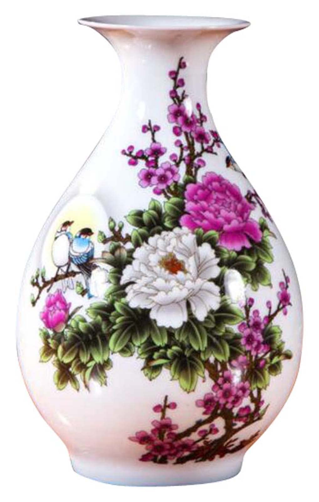 Jarrón de cerámica de estilo chino, florero decorativo para oficina en casa, decoración de mesa, centro de mesa, jarrón D