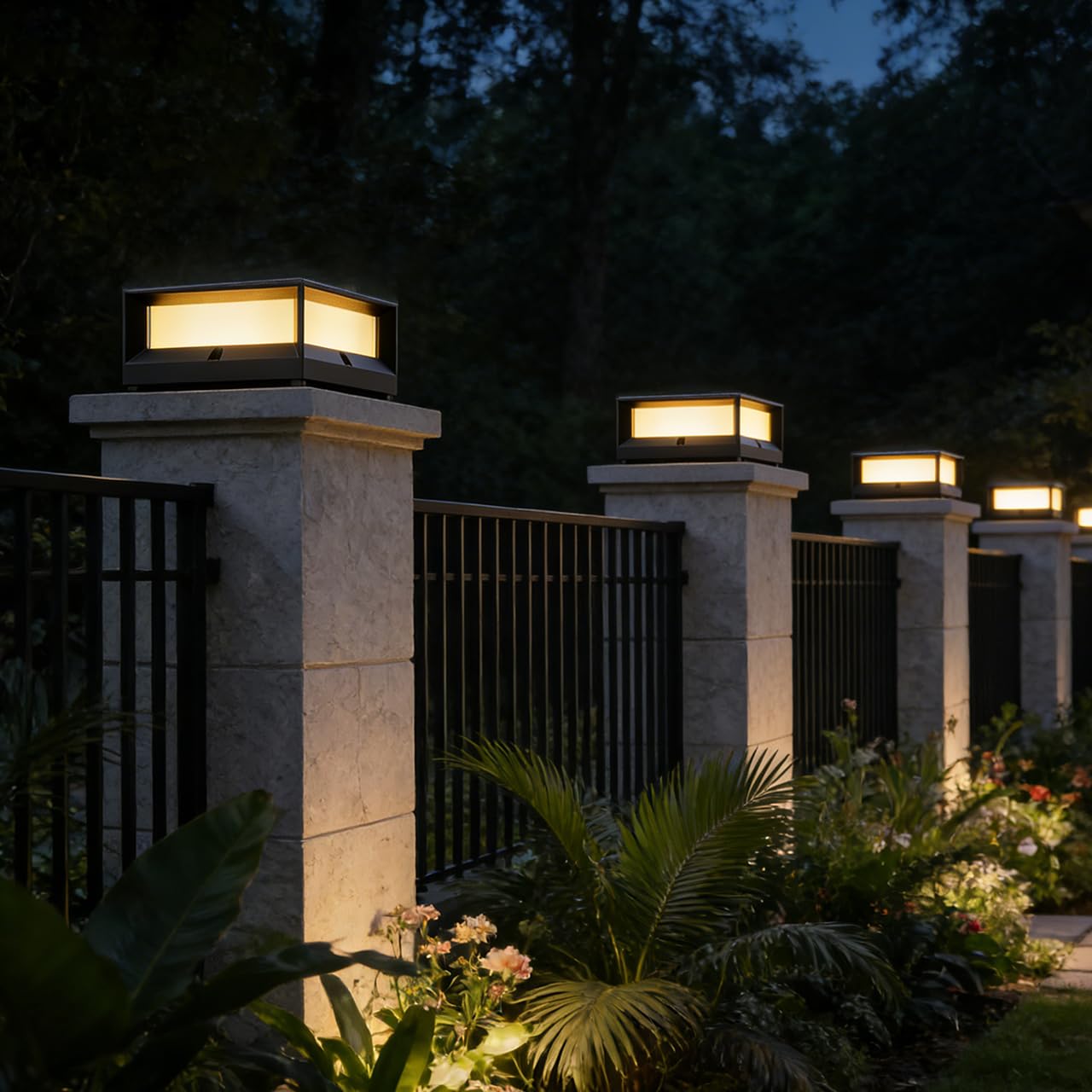 Lampioni da Giardino Esterno LED 15W Lampada da Pilastro Giardino Antracite Paletto Luce da Giardino Esterno Colonna IP65, Bianco Caldo Lampione da Sentieri Palo per Lanterna Villa