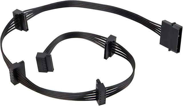 4pin IDE Molex to 15 Pin SATA Power Supply Cable, Large 4Pin Male to 5 x 15 Pin SATA Female Hard Drive Power Splitter Adapter Cable for DIY PC