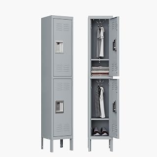 Letaya Metal Lockers for Employees,2 Door Storage Locker Lockable Steel Cabinet for School Gym Home Office Staff (2 Door)