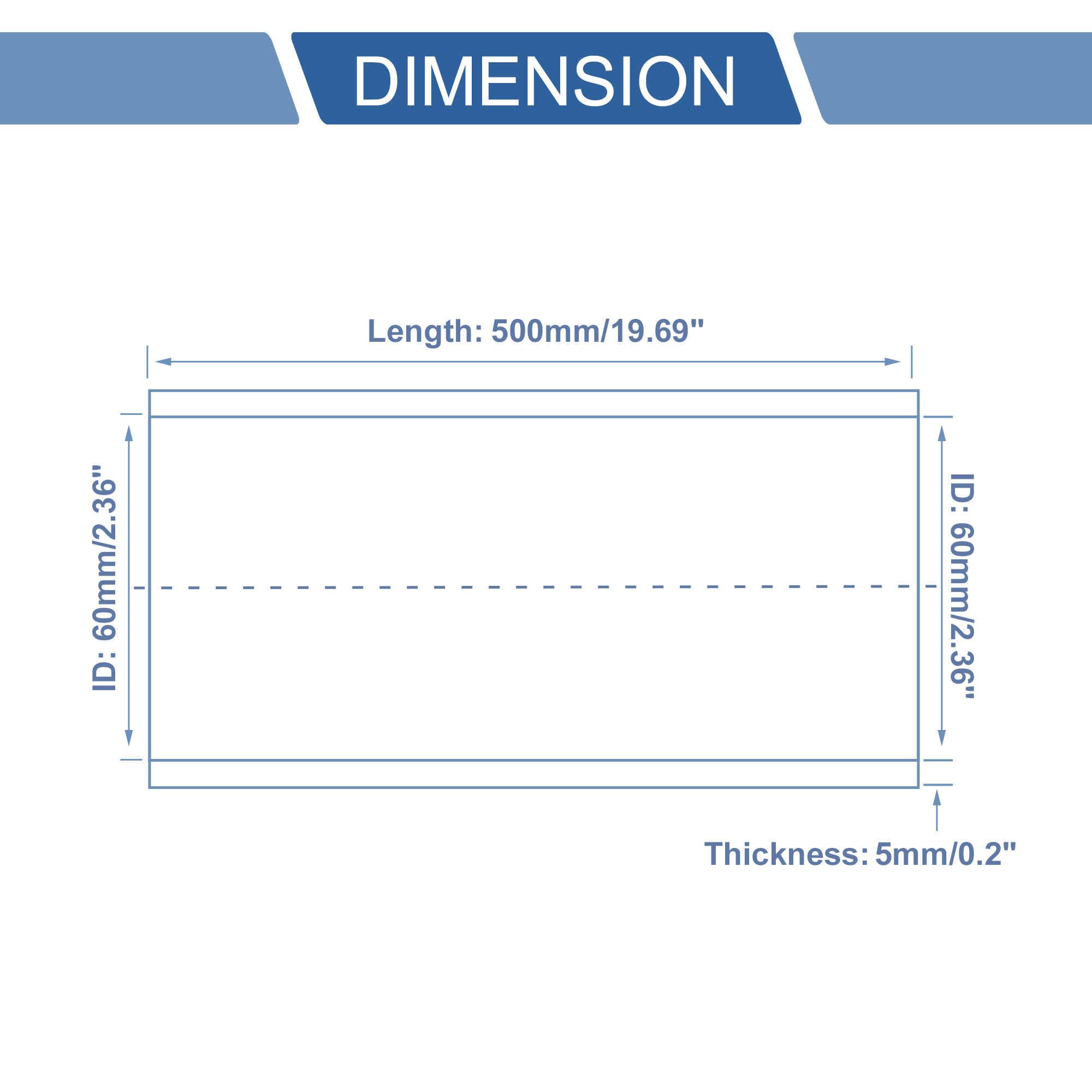 A ABSOPRO Raccordo Dritto Tubo in Silicone 60mm/2.36" ID 500mm/19.69" Lunghezza 0° per Auto Tubo Refrigerante 4 Strati 5mm Spessore Presa d'Aria/Turbo/Intercooler Nero 1 Pezzo