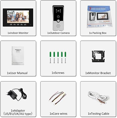 Miniatura 7 de Timbre de video con cable con kit de cámara y monitor, timbre de intercomunicación con cámara, sistema de intercomunicación de video de doble vía