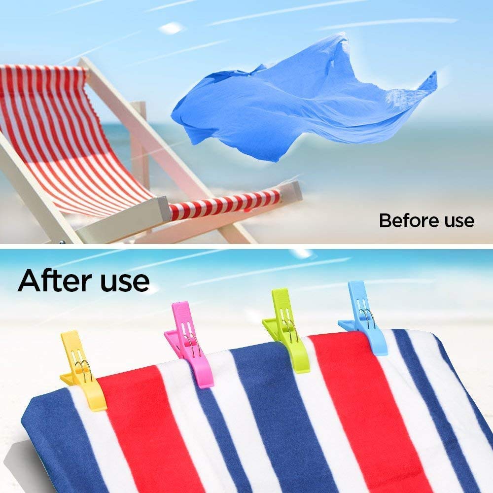 Set 4 Clip Per Estero Lettini Mare Set Di 4 Mollette Per Asciugamano Da Spiaggia Extra Large - Clip Resistente Per Lettini E Sedie Mollette Telo Mare Accessori Viaggio Estivo