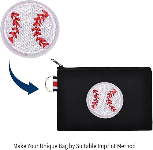 Miniatura 7 de Muka Paquete de 6 bolsas de lona de algodón de 12 onzas con llavero de 6 x 4 pulgadas, bolsa de dinero con cremallera para bricolaje, Negro -,