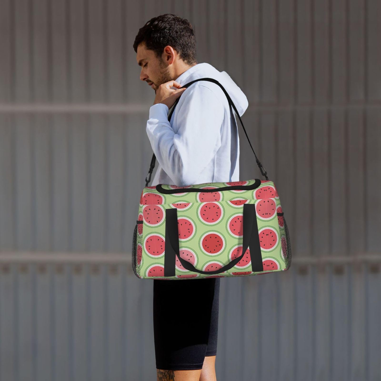 Borsone da viaggio verde anguria grande pieghevole impermeabile borsa da notte borsa da spiaggia nuoto piscina sport palestra