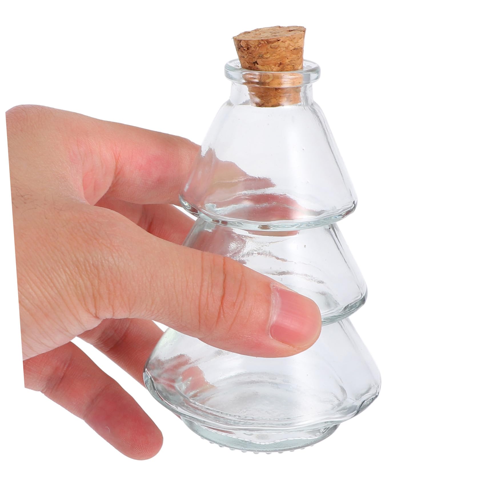 VALICLUD Bottiglie Dei Desideri Trasparenti Tappo in Sughero a Forma Di Pino, Contenitori in Vetro Per Profumi e Barattoli Di Messaggi, Decorazioni Multifunzionali Per Casa e Feste, Set Da 5 Pezzi