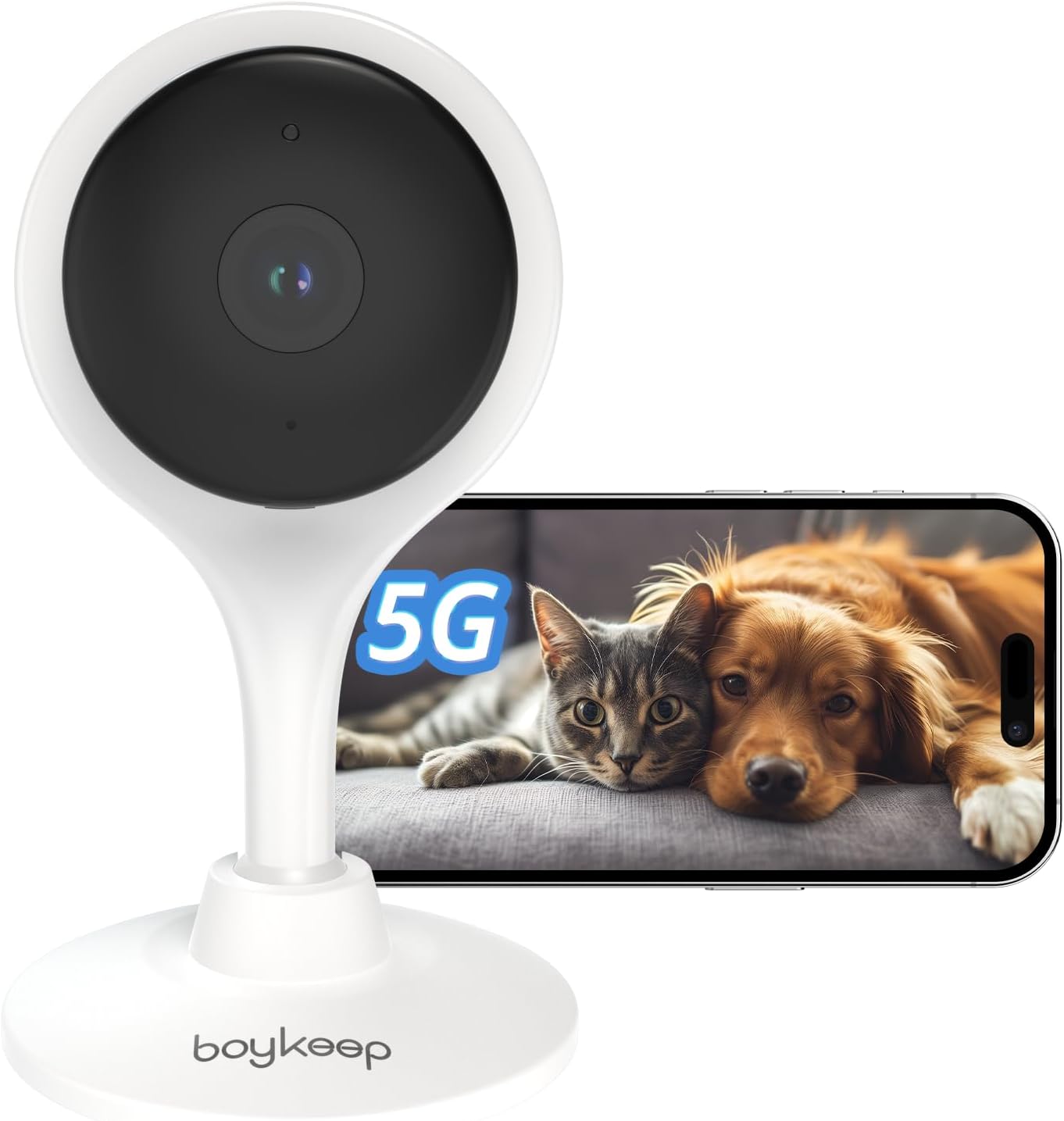 BoyKeep 2K Indoor Security Camera 5G/2.4GHz Wi-Fi Cameras for Baby/Elder/Dog/Pet Camera, 2-Way Audio Baby Monitor, Night Vision, Cloud & SD Card Storage, K10