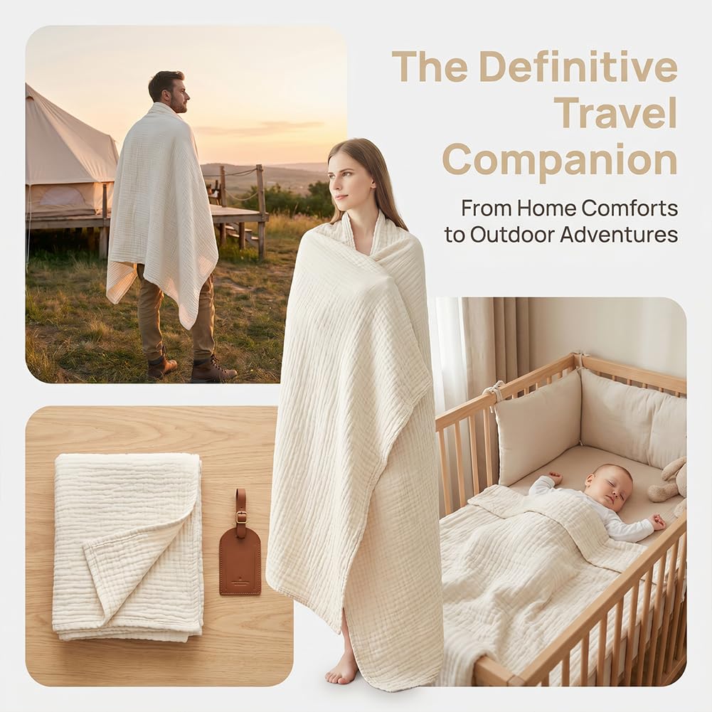 Sanfte Musselindecke, Sommer Musselin Decke Für All Seasons, Leicht & Atmungsaktiv Baumwolle Kuscheldecke Muslin Blanket Erwachsene, Sanfte Musselin Decke Für Couch, Sofa & Bett (E, M)