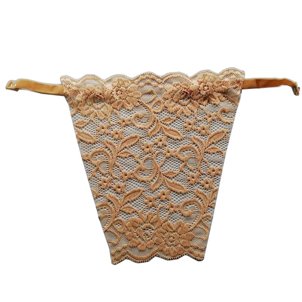 Metyou Lace Clip-on Mock Camisole Bra Insert Overlay Modesty Panel Vest (lace Beige)