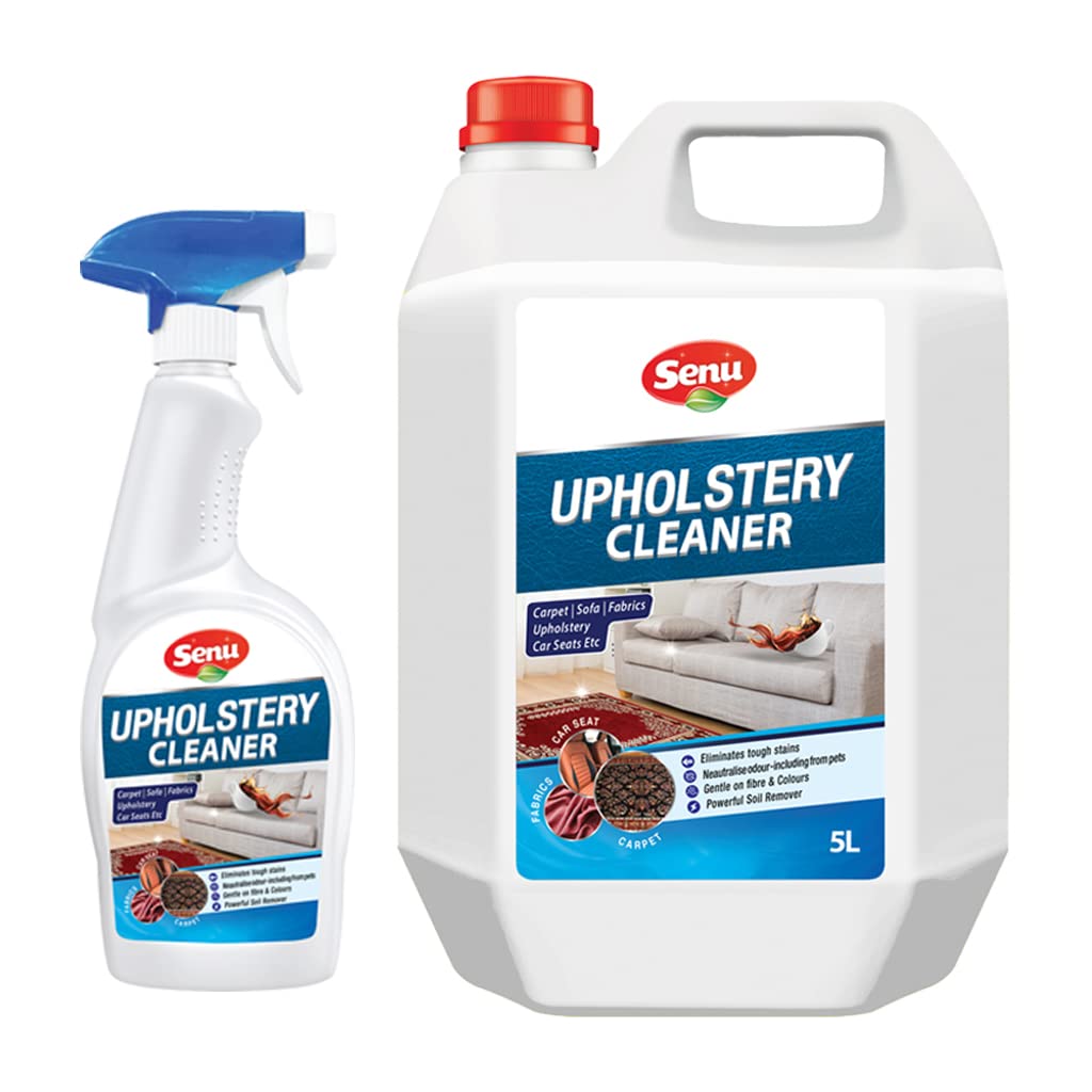 Senu Upholstery Cleaner 5000ml+ 600ml | Sofa Fabric Carpet & Car Seat Spray | Removes Stubborn Stains Odour | Couch Office Chairs Mattress | Car Interiors Seat Dashboard PU Leather Plastic & Laminate