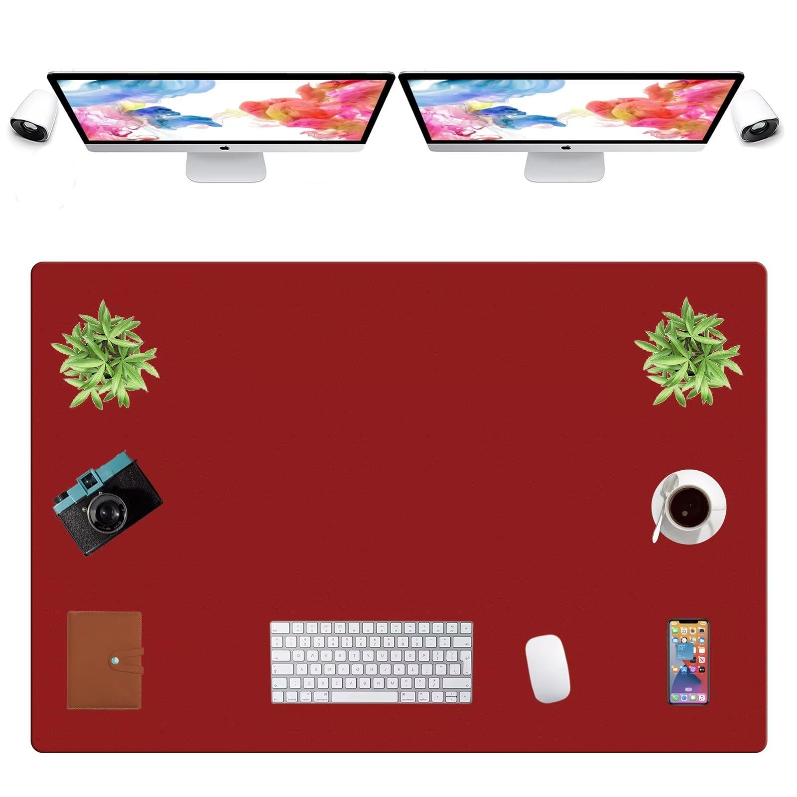 LL-COEUR Extra Large PU Leather Desk Mat Large Mouse Pad XXL Waterproof Table Mat Office Laptop Writing Pad (47.2 x 31.5 inch, Burgundy)