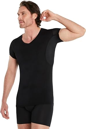 FINN Sweatproof Undershirt Men Short Sleeve - Anti Sweat V-Neck with Pads