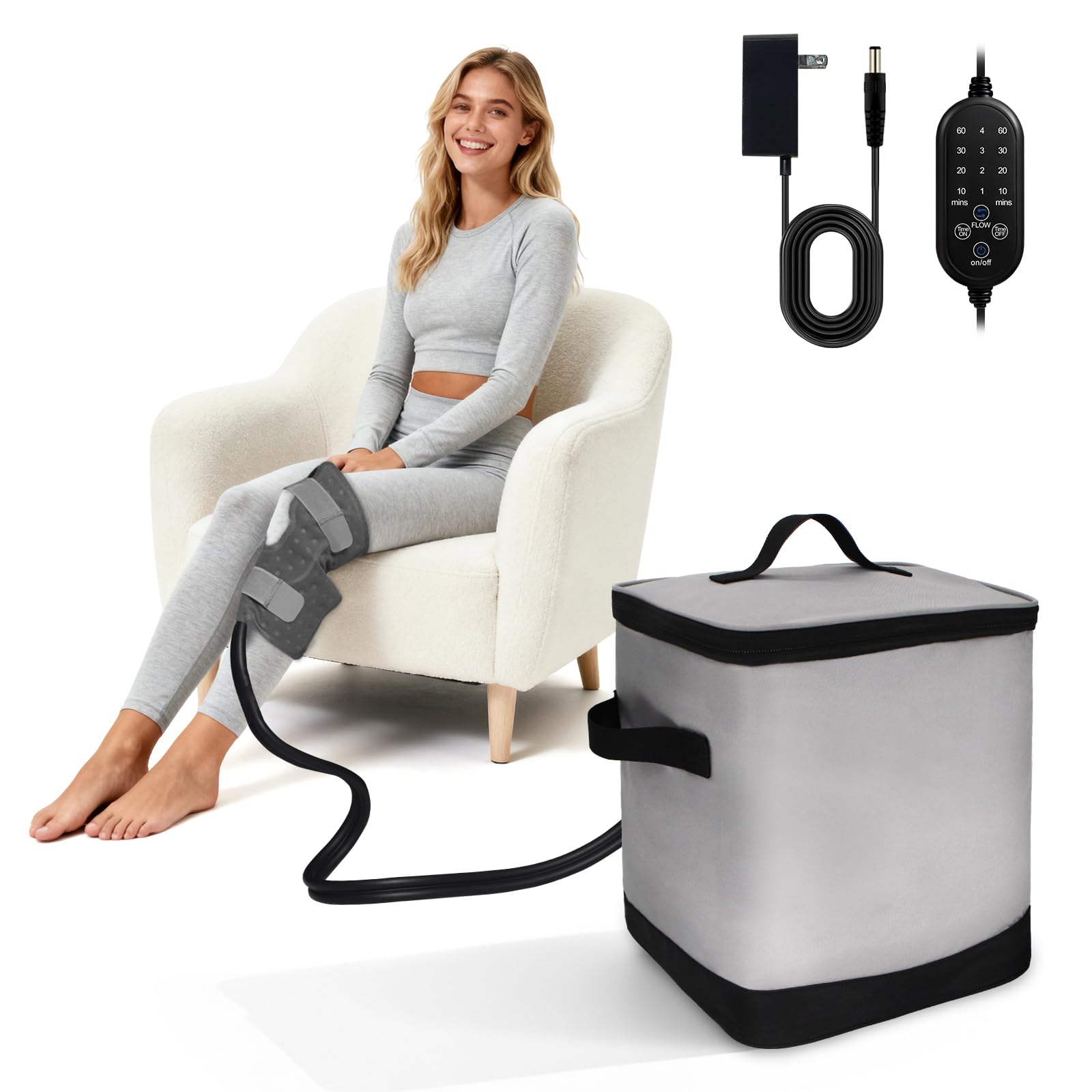 Macchina per la terapia del freddo con timer programmabile, macchina per il ghiaccio portatile per ginocchia e spalle, macchine per il ghiaccio con cuscinetto a compressione lenitiva, per fianchi