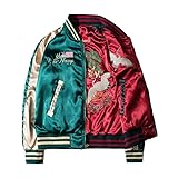 JYHBHMZG Sukajan Satin Embroidery Jacket for Men & Women.Double-Sided Spring Streetwear.Printed Couple Jacket Double L