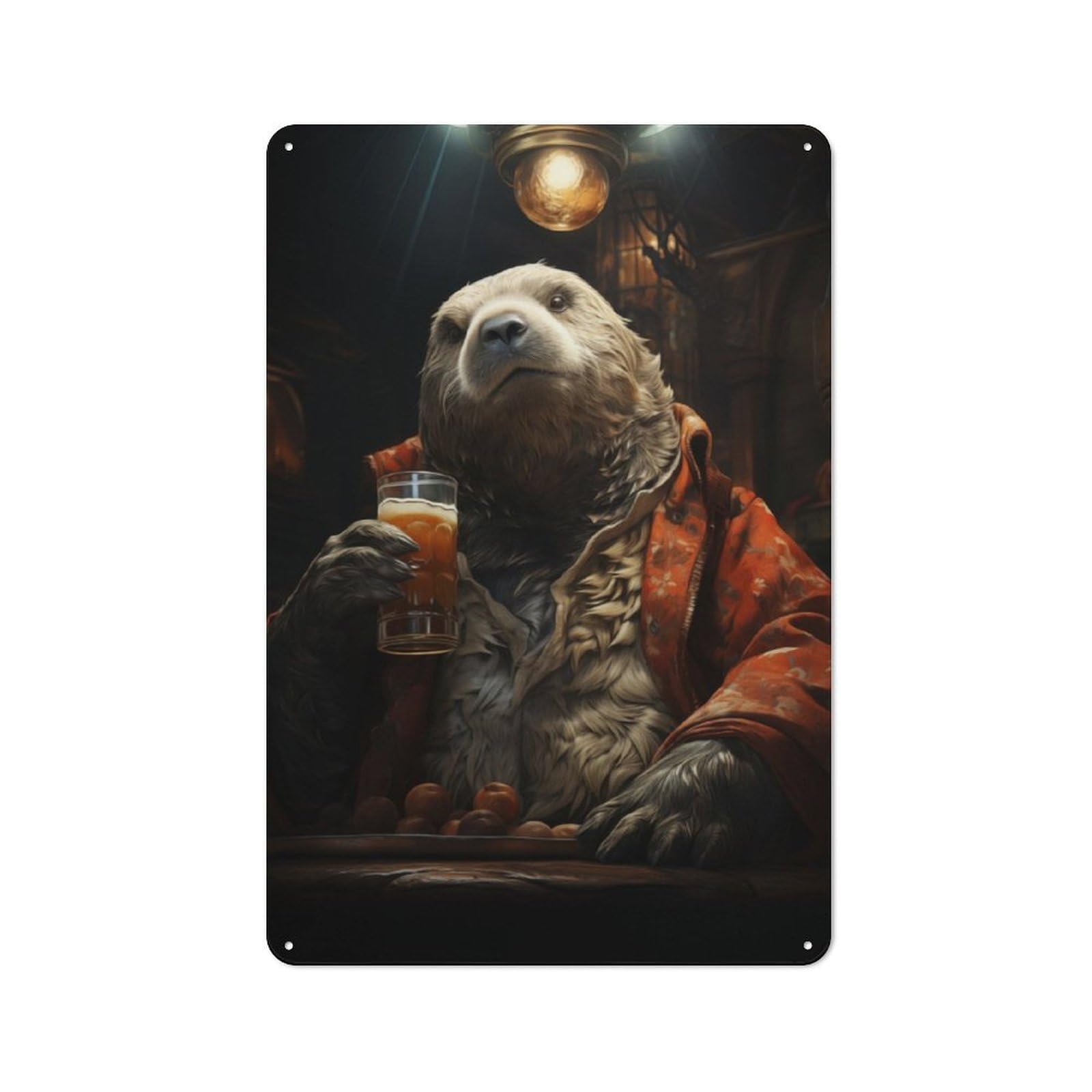 Junmoney Walrus Pub Beer Rustic Tin Wall Sign 30X20cm, Kitchen Wall Decor For Bakery, Diner, Cafe Or Family Room