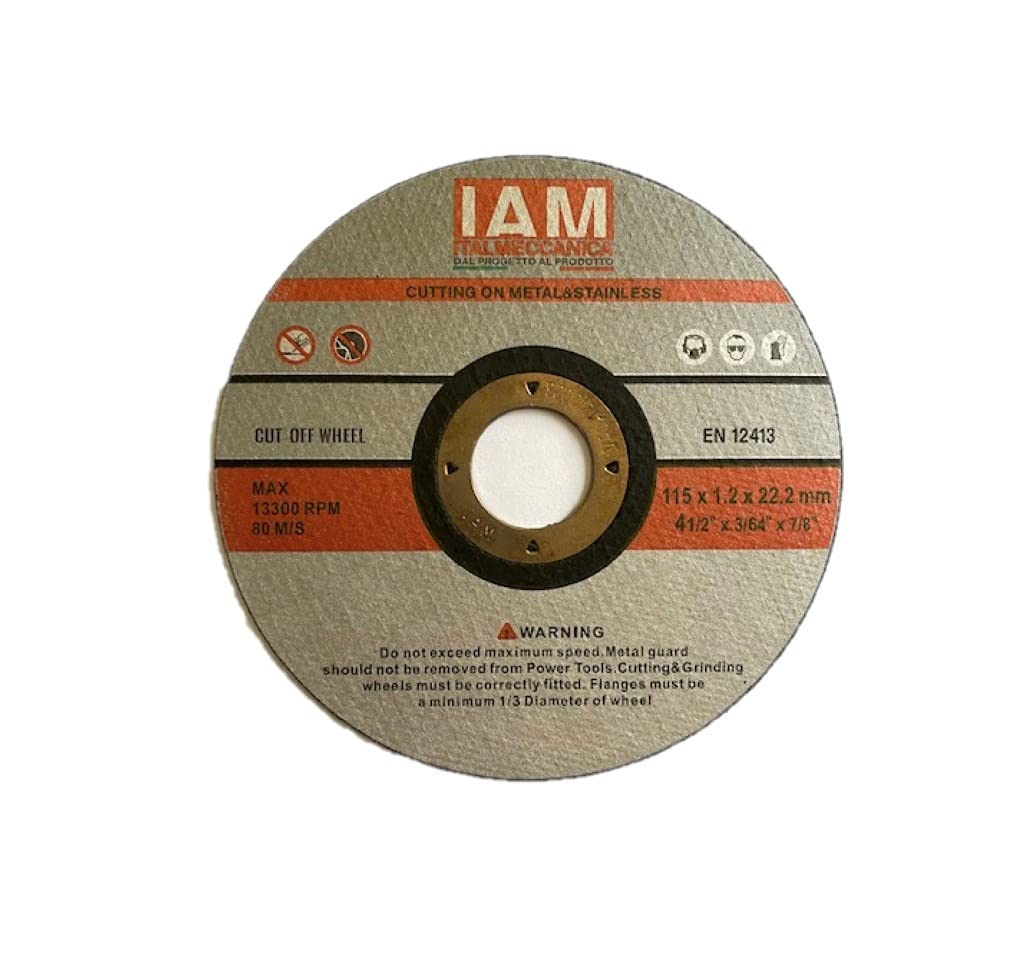 IAM- Dischi abrasivi da taglio | Mole abrasive da Taglio in Metallo e Acciaio Inossidabile | 115x1,2x 22 | 125x1,2x22 | per Smerigliatrici da Taglio o Angolare (115x1,2 100 Pezzi)