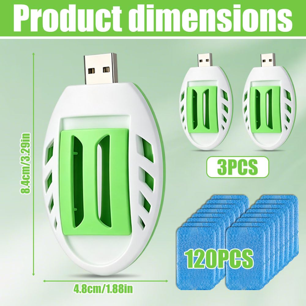 3 sztuki wtyków na komary, przenośna, USB, elektryczna ochrona przed komarami, ze 120 tabletkami odstraszającymi komary, gniazdka, ochrona przed komarami, na wędrówki, do użytku na świeżym powietrzu