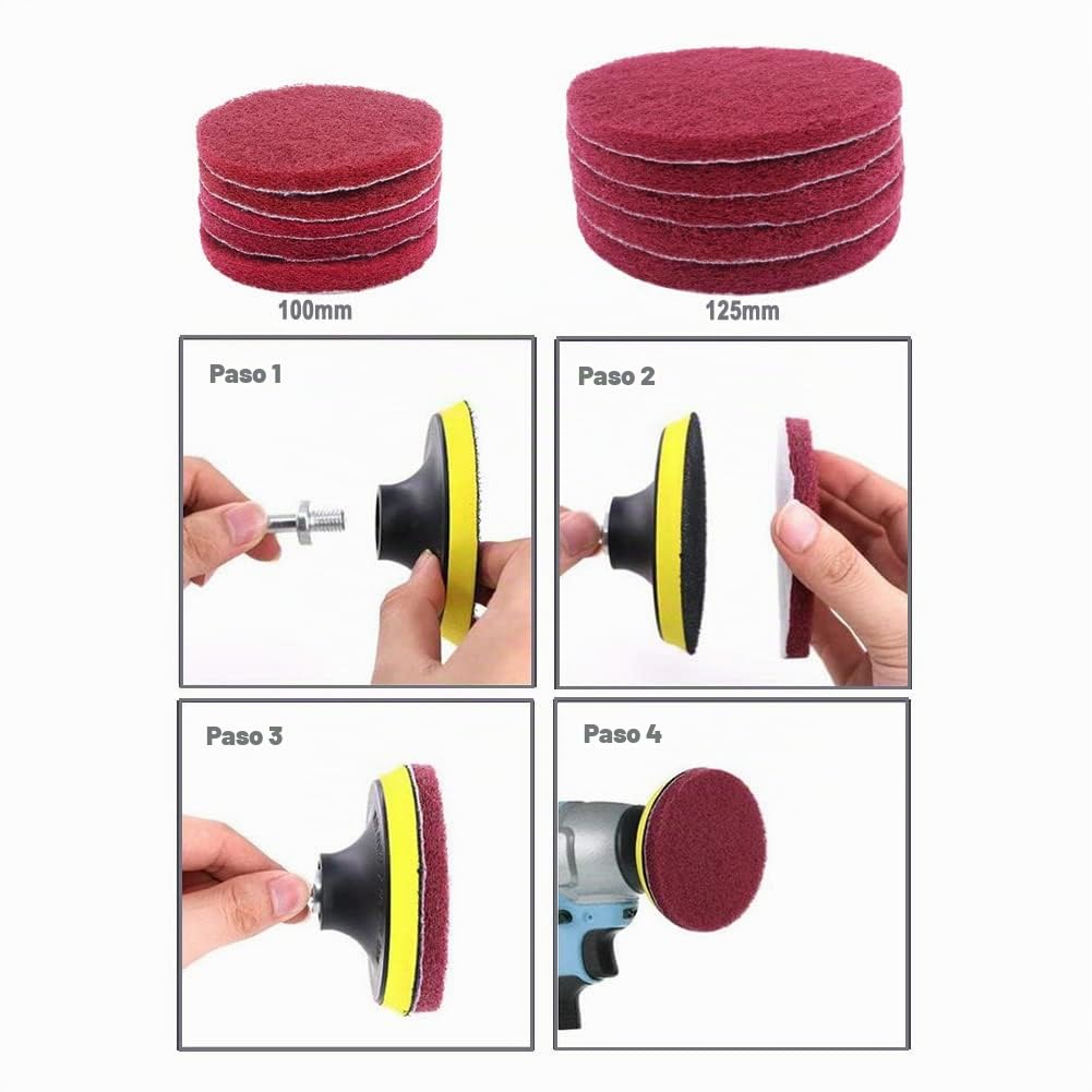 32 Pcs Cepillo Limpieza 4 Pulgadas 5 Pulgadas Cepillo Taladro Limpieza Kit para Cocina, Baño, Automático, Pulido, Fregaderos, Bañera, con Soporte para Disco de 4 Pulgadas y 5 Pulgadas