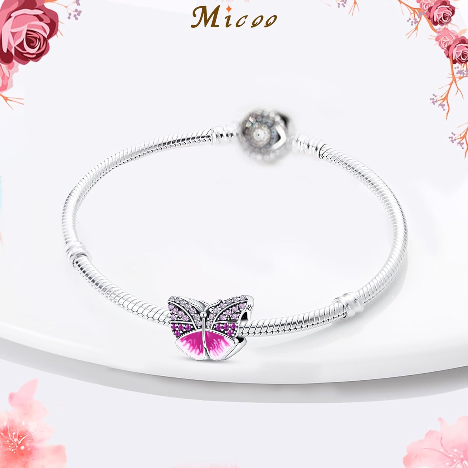 MICOO 925 Sterling Silver Charms for Bracelets and Necklaces Airplane Passport Dangle Pendants Evil Eye Butterfly Charms Beads Jewelry Gift for Women - Image 2