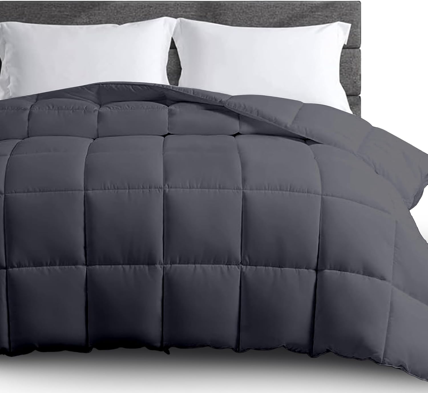 Weighted Comforter Queen Size 15 lbs, 3X More Fluffy Than A Weighted Blanket, Soft Breathable Fabric, Grey