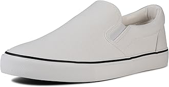 Men's Sneakers Classic Low Top Slip On Shoes Wide Canvas Skate Loafers Sneakers with Soft Insole Causal Dress Shoes for Men Comfortable Walking Shoes Slip on Sneakers for Men