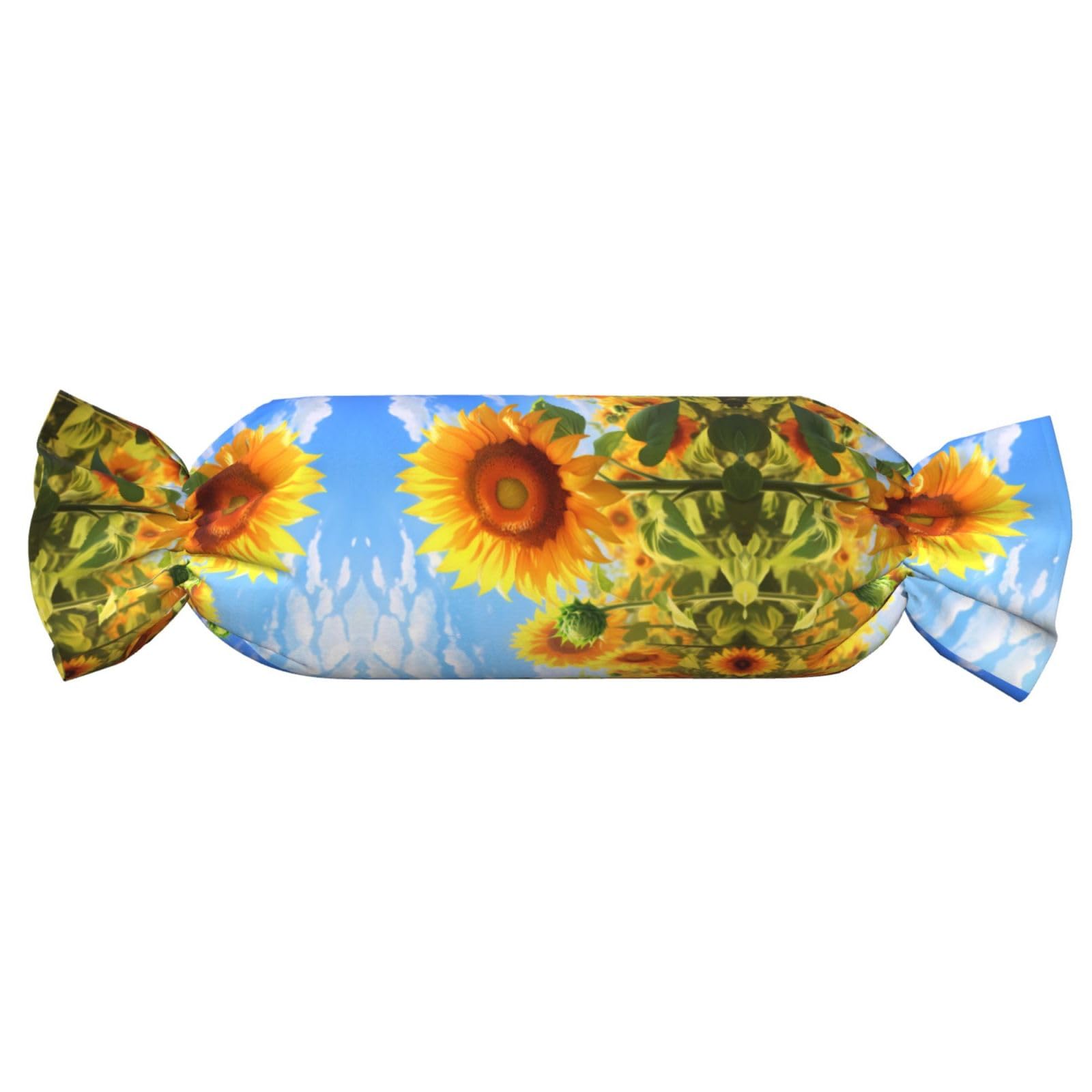 Oreiller cylindrique de voyage imprimé tournesol coussin de sieste bureau