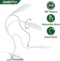 Vista 3 de Lámpara de escritorio LED con abrazadera para cuidado de los ojos, luces de lectura con puerto USB, luz nocturna de cama de cuello de cisne flexible
