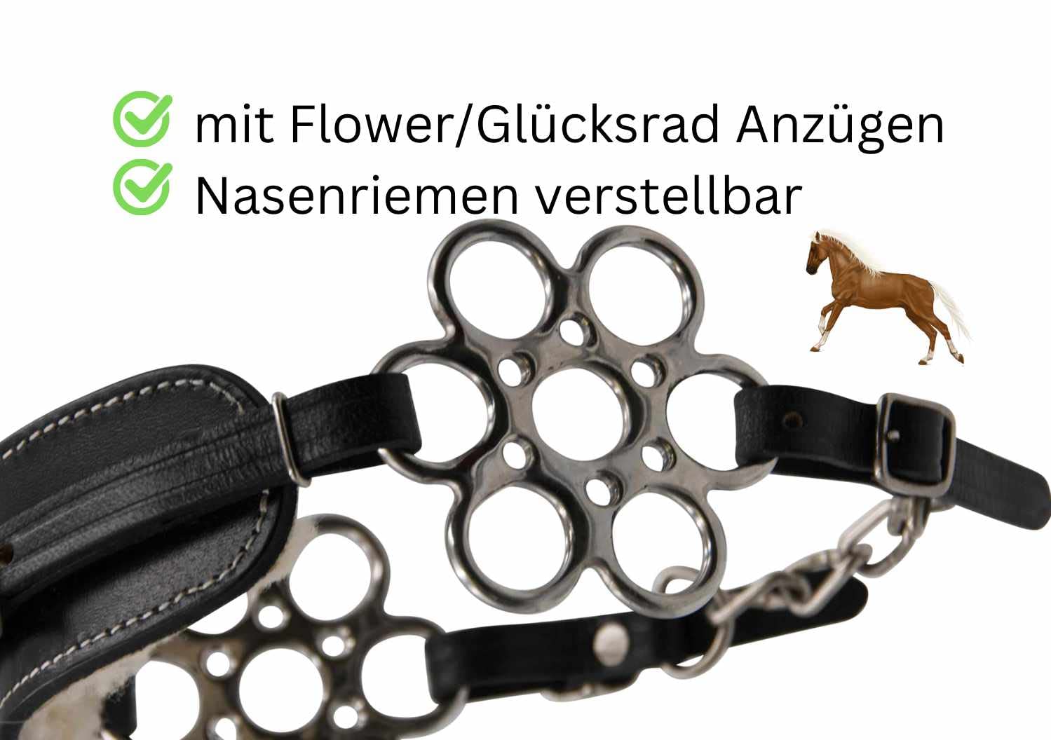 AMKA Hackamore Flora mit Flower Rad weich gepolstert gebisslose Zäumung