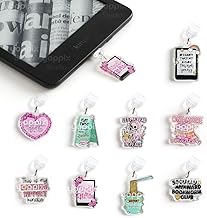 9PCS Charms for E-Reader, About Funny Theme Dust Plug Charm Compatible with Type C Charging Port, Gift for Book Lover Readers Men Women Teachers Students, Accessories for E-Reader