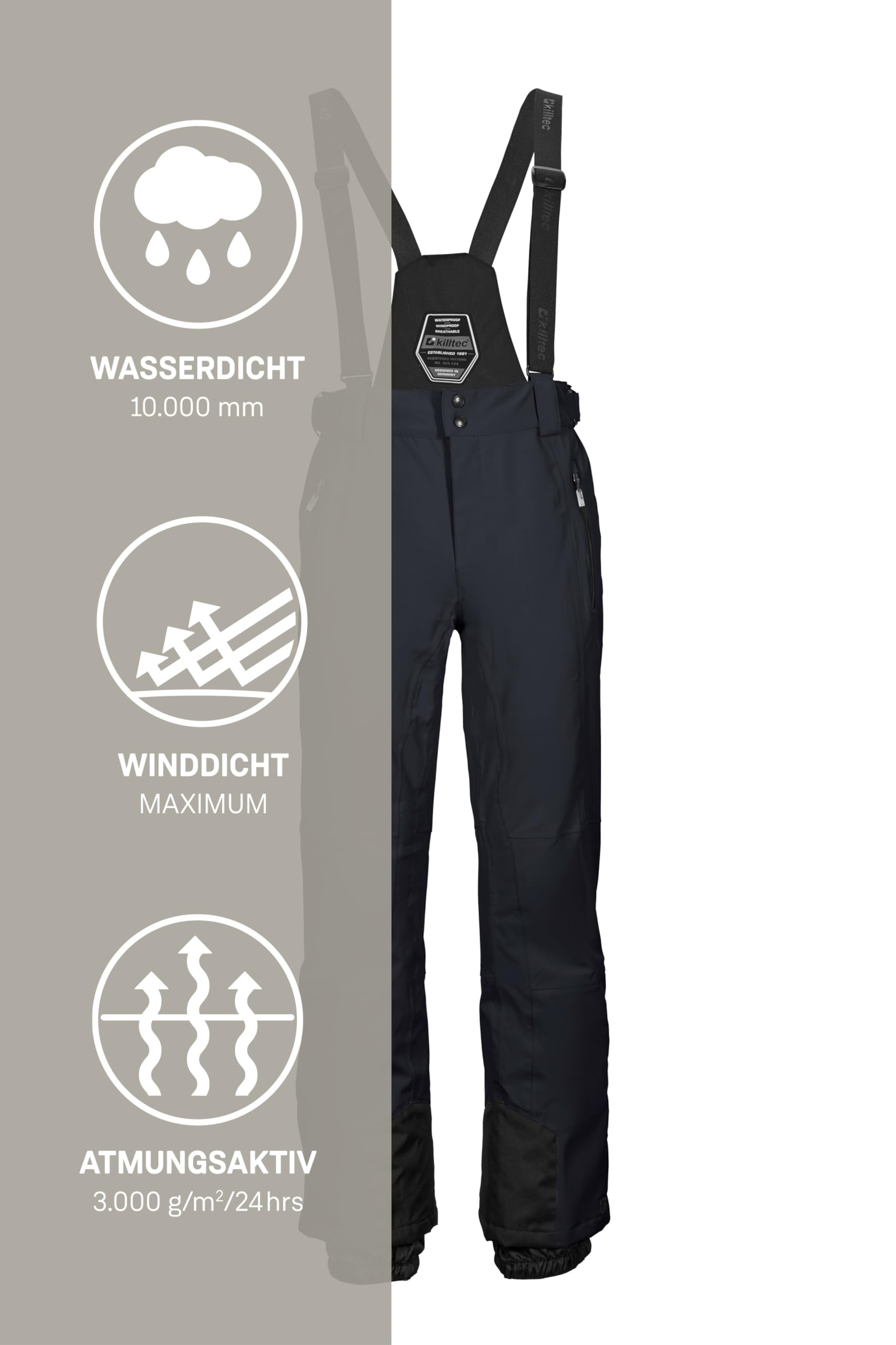 Killtec Ksw 100 Enosh MN Ski Pnts Pantalones de esquí con Tirantes Desmontables Hombre