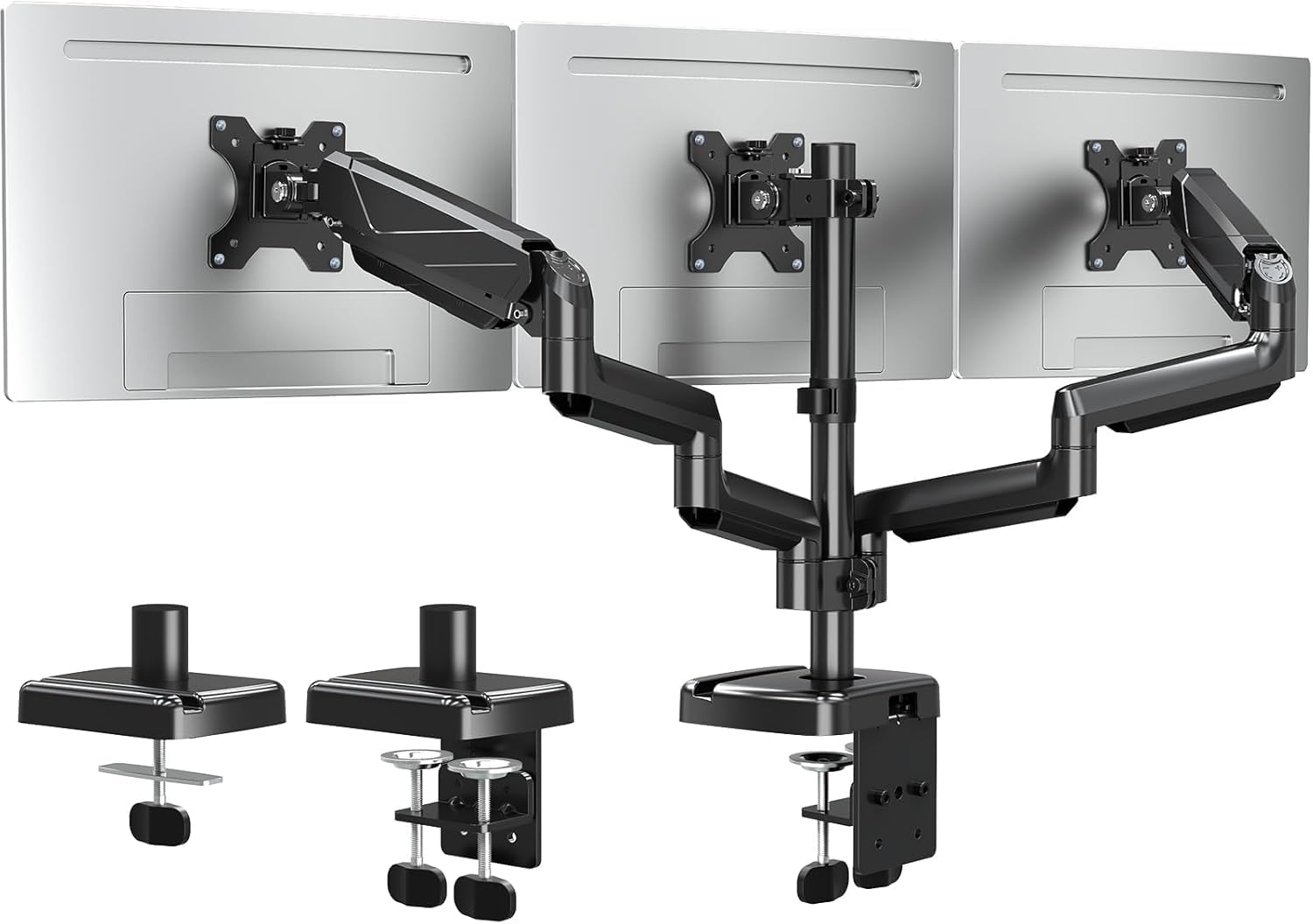 ELIVED Monitor Halterung 3 Monitore für 13-27 Zoll Bildschirme bis zu 9kg mit VESA 75/100, Gasdruckfeder 3 Monitorhalterung, Neigbar Schwenkbar Drehbar Höhenverstellbar Monitor Arm EV006