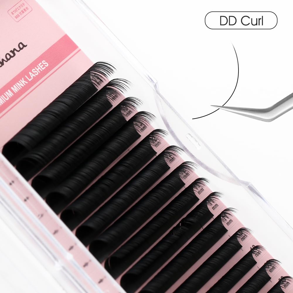 NATUHANA ciglia rotonde estensione 0,07 mm DD ricciolo russo Volume Lash 8-15 mm Mixed Lash Supplies, Classic Extensiones ciglia individuali (nero; 0,07 DD, 8-15 MIX)