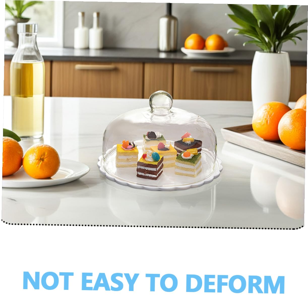Tapa Protectora para Pasteles de Vidrio Transparente Base Cerámica Campana para Alimentos y Postres Cubierta Anti Polvo para Cocina y Repostería