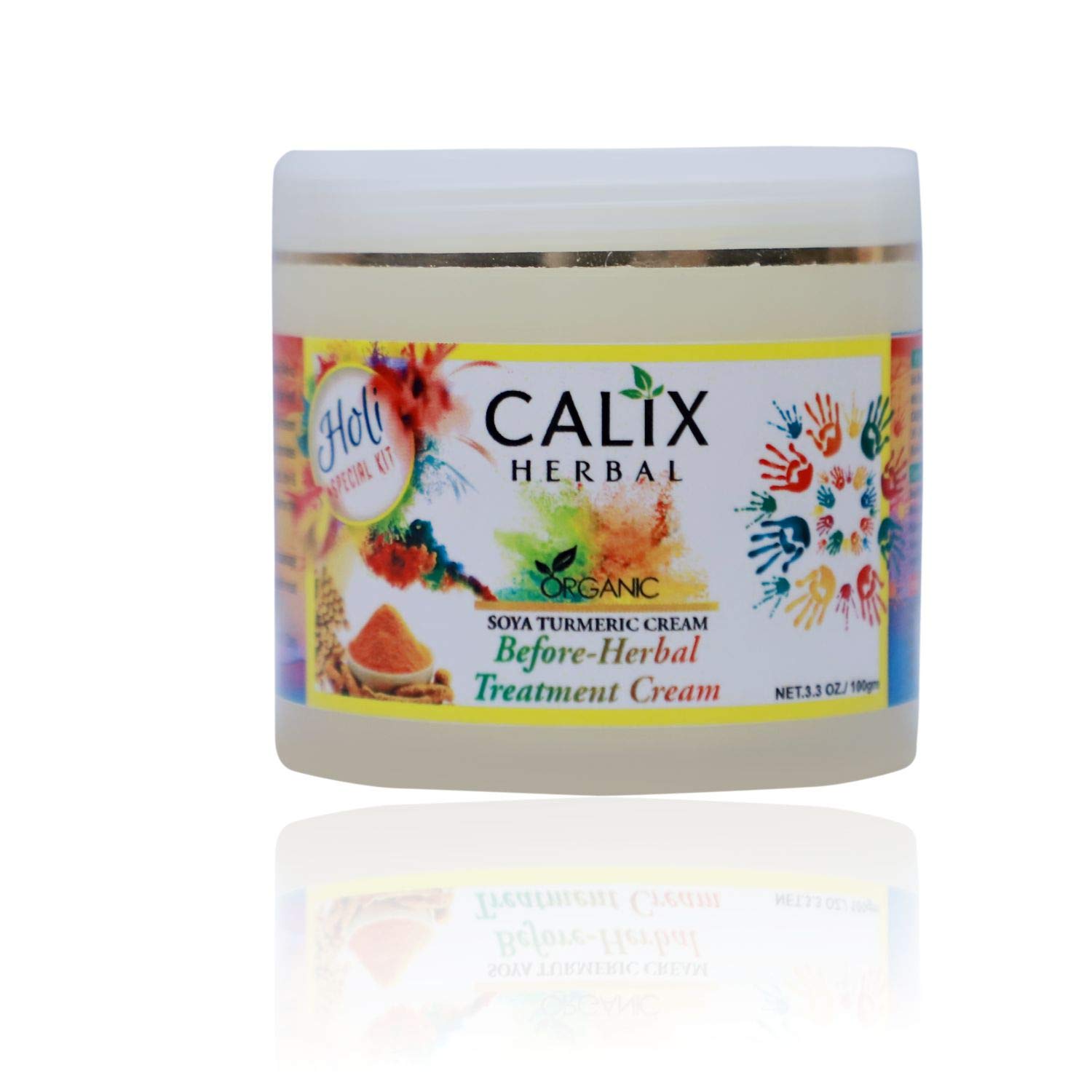 Calix Herbal Holi Special Organic Soya Turmeric Cream Before Holi Herbal Treatment Cream For Skin Brightening & Body Care Suitable For Man & Women All Skin Type - 100 Gm