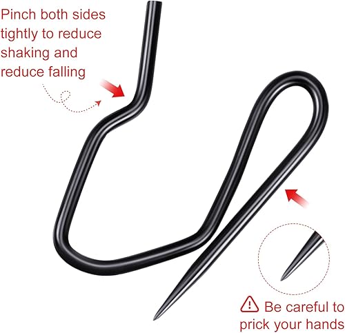 Miniatura 2 de Outus Paquete de 58 ganchos de metal para cortinas de 1.2 x 1 pulgada para ventana, puerta, cortina de ducha (negro)