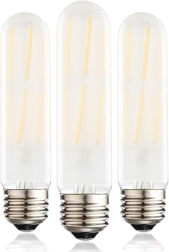 T10 Frosted LED Bulbs Warm White 2700K,Dimmable 6W LED Tubular Edison Bulbs 60 Watt Equivalent,600LM, E26 Medium Base Lamp Bulb for Desk Lamp, Pendant Lights. 3-Pack