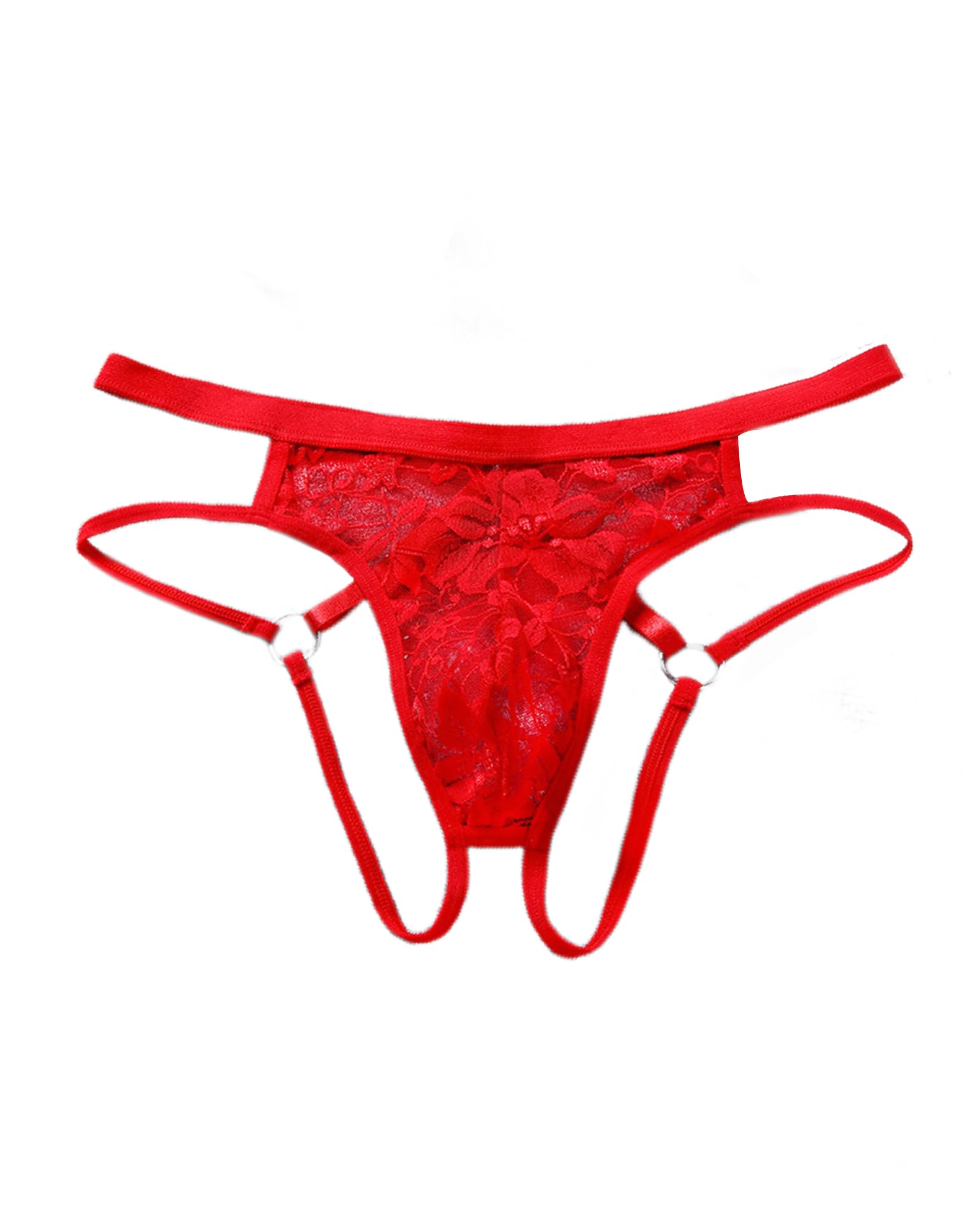 Mens Lace Frilly Sissy Panties Pouch Thong, Feminine G string Underwear For Men Sexy Lingerie